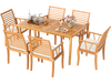 7 Pieces Acacia Wood Patio Dining Set with 1.97 Inch Umbrella Hole and Padded Cushions