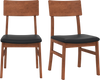 Single dining chair showcasing a rubber wood leg and black faux leather seat, designed for comfort and durability in.