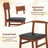 Dining chair set featuring ergonomic backrest and curved seat, with rubber wood legs and faux leather upholstery for.