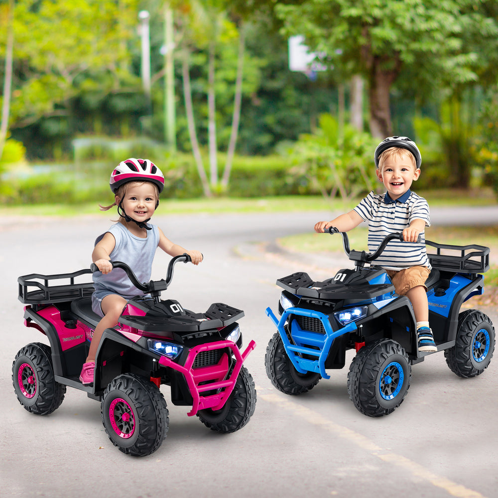 24V Kids Ride on Electric ATV Quad Car with Realistic Sounds and  LED Lights-Navy - Gallery View 1 of 11