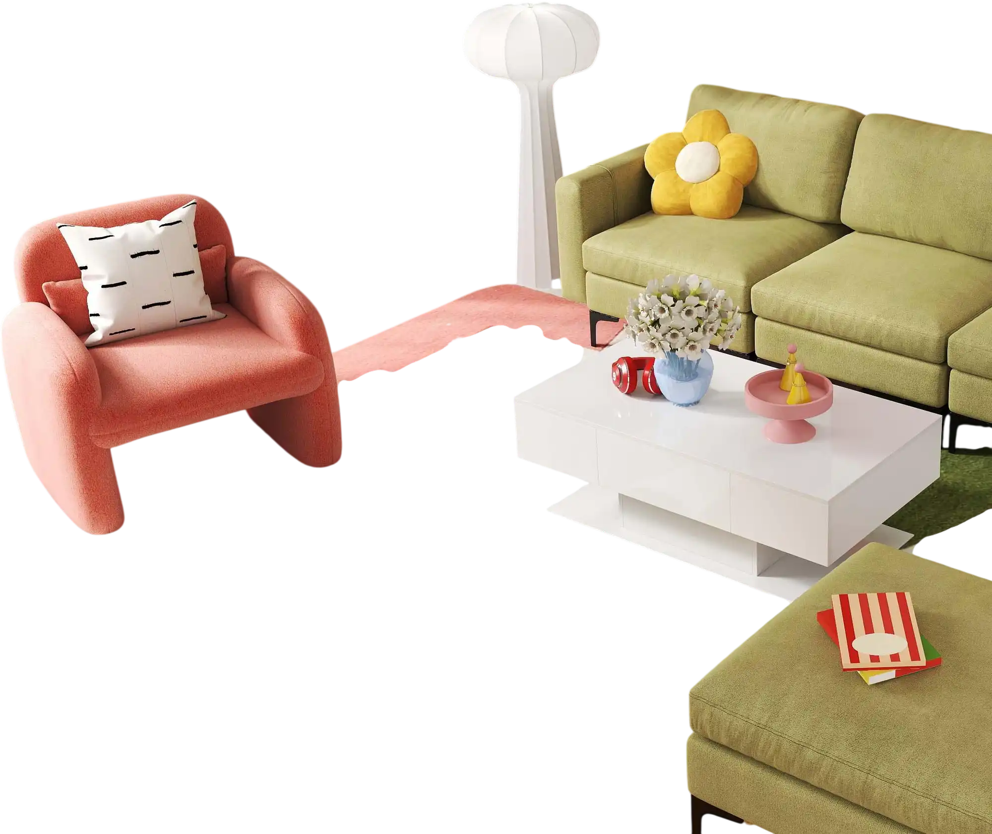 Costway Deluxe Living Room Furniture Set Accent Chair Modular L-Shaped Sectional Sofa LED Coffee Table 42294187 New