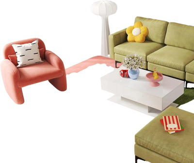 Costway Deluxe Living Room Furniture Set Accent Chair Modular L-Shaped Sectional Sofa LED Coffee Table 42294187 New