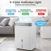 96 pints dehumidifier with 3-color indicator light displaying humidity levels, featuring a clear digital display for.