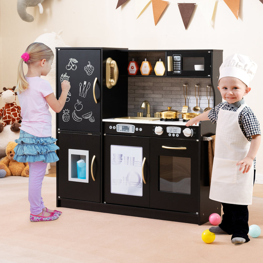 Toddler Pretend Play Kitchen for Boys and Girls 3-6 Years Old-Black - Gallery View 1 of 12