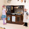 Toddler Pretend Play Kitchen for Boys and Girls 3-6 Years Old-Brown - Gallery View 1 of 12