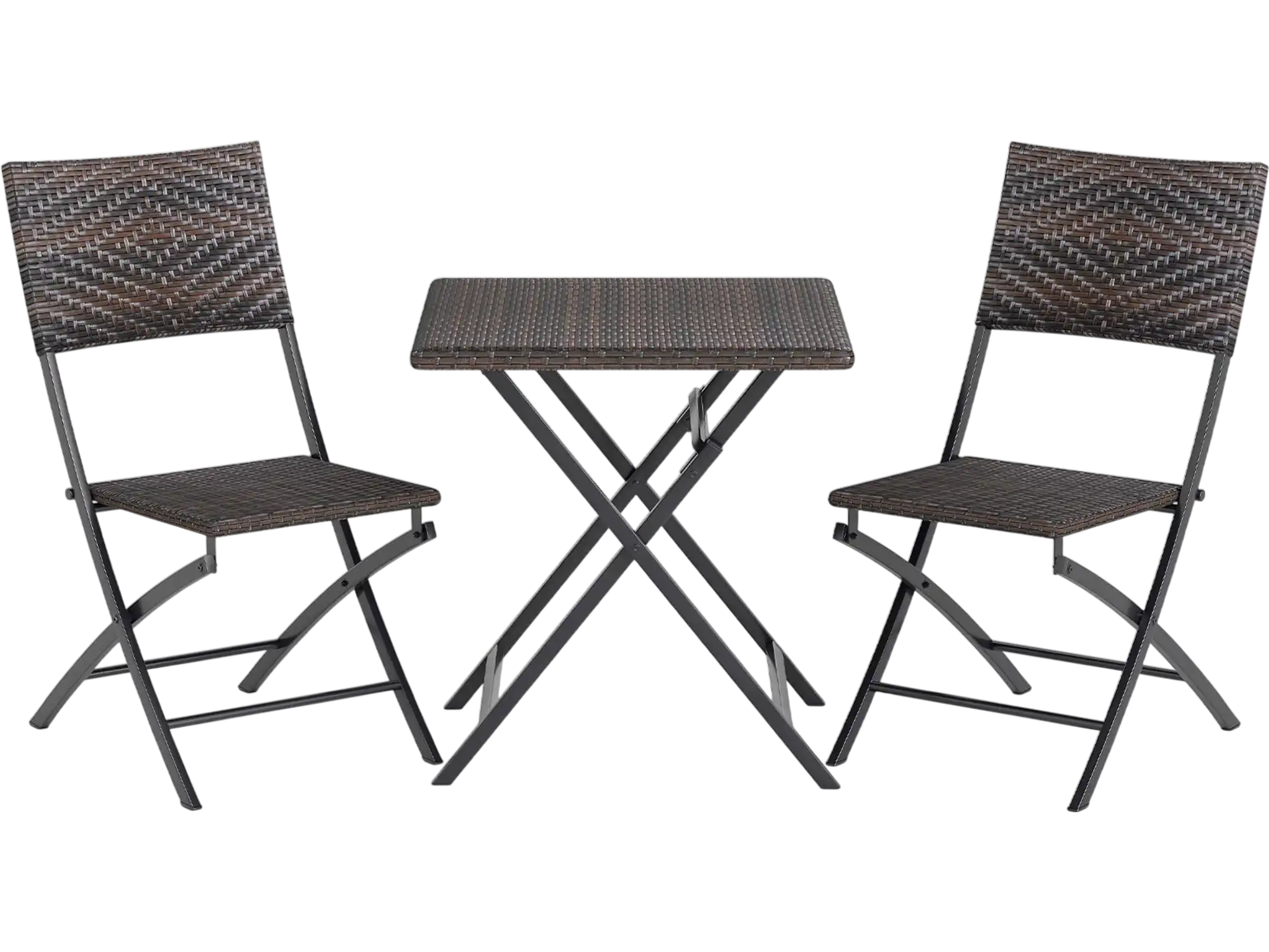 Costway 3-Piece Outdoor Rattan Bistro Set Folding Table Chairs Wicker Seat 98490123 New