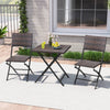 3-piece outdoor bistro set featuring folding chairs and a mixed brown PE rattan table for space-saving dining.