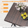 Hand-woven mix brown PE rattan tabletop of a folding dining table, ideal for outdoor bistro settings.
