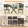 3-piece outdoor folding bistro set with mixed brown PE rattan, featuring a table and two chairs for space-saving dining.