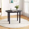 Round 43-inch wooden dining table with black finish and rubber wood legs, perfect for 2-4 people in small spaces.