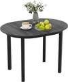 Round 43-inch wooden dining table with black rubber wood legs, perfect for 2-4 people, ideal for small spaces.