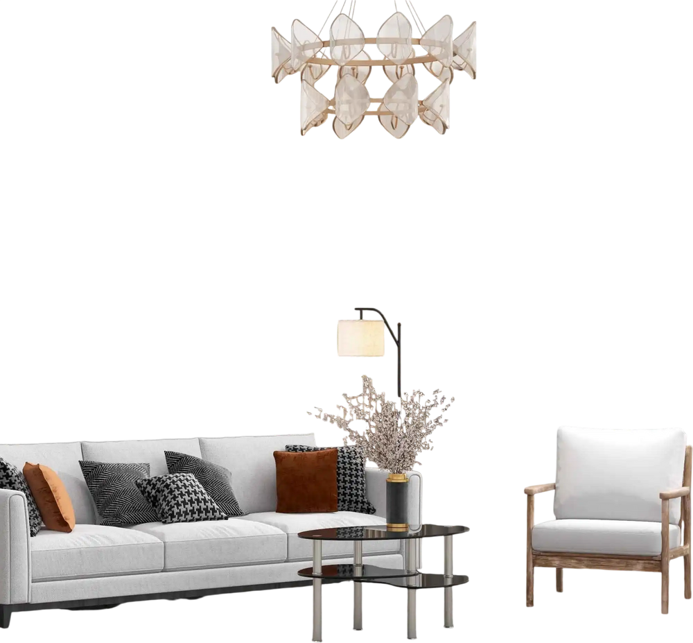 Modern Accent Chair & Tempered Glass Oval Side Coffee Table Set