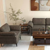 Modern fabric sofa and accent chair with side tables, featuring durable metal frames and ergonomic design for living.