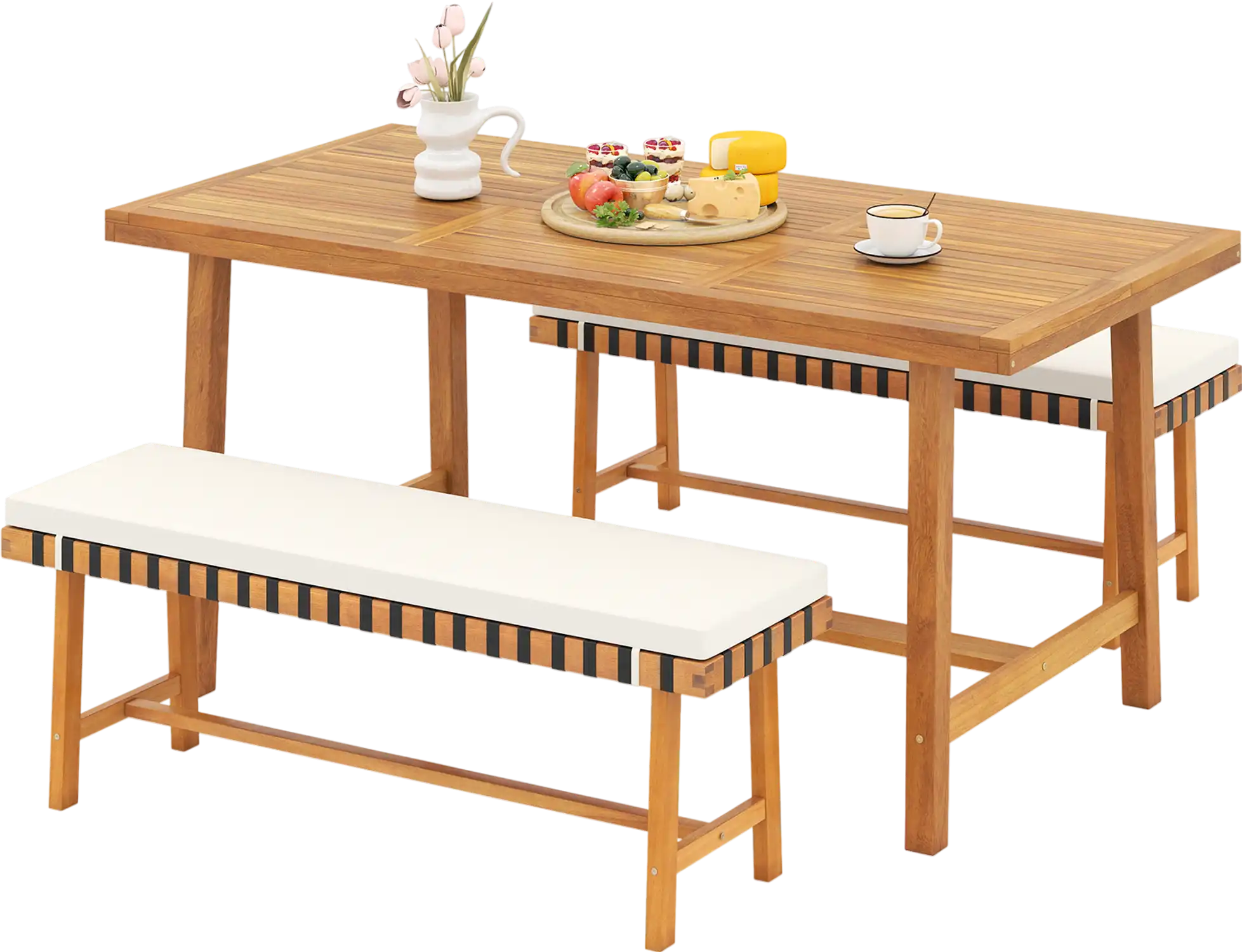 Costway 3-Piece Patio Dining Set for 4 Farmhouse 71286664 New