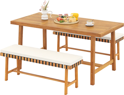 Costway 3-Piece Patio Dining Set for 4 Farmhouse 71286664 New