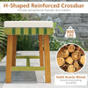 Close-up of the 3-piece patio dining set showcasing solid acacia wood construction and H-shaped reinforced crossbar for.