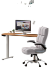 Compact Standing Desk and Executive Chair Set with Memory Heights