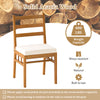 Single acacia wood dining chair with cushioned seat, supports 400 lbs, perfect for patio or garden use.