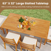 Large acacia wood rectangular picnic table with slatted tabletop, perfect for outdoor dining and gatherings.
