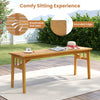 Rectangular acacia wood picnic table with rounded edges, ideal for outdoor dining and relaxation in patio or garden.