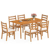 7-piece acacia wood dining set featuring a rectangular table and cushioned chairs, ideal for outdoor patio use.