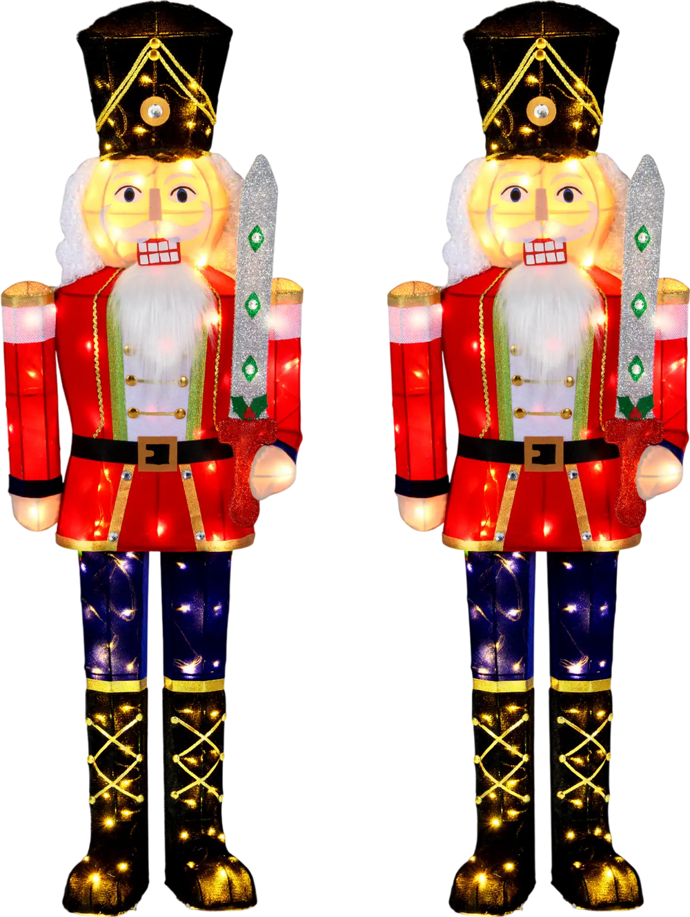 Set of 2 5 FT Christmas Nutcracker Outdoor Christmas Decoration with Glitter Sword
