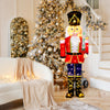 5 FT Christmas Nutcracker decoration with glitter sword, illuminated by 100 warm-white LED lights for festive indoor or.