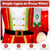 5 FT Christmas Nutcracker decoration with glitter sword, featuring 100 warm-white LED lights for festive outdoor.