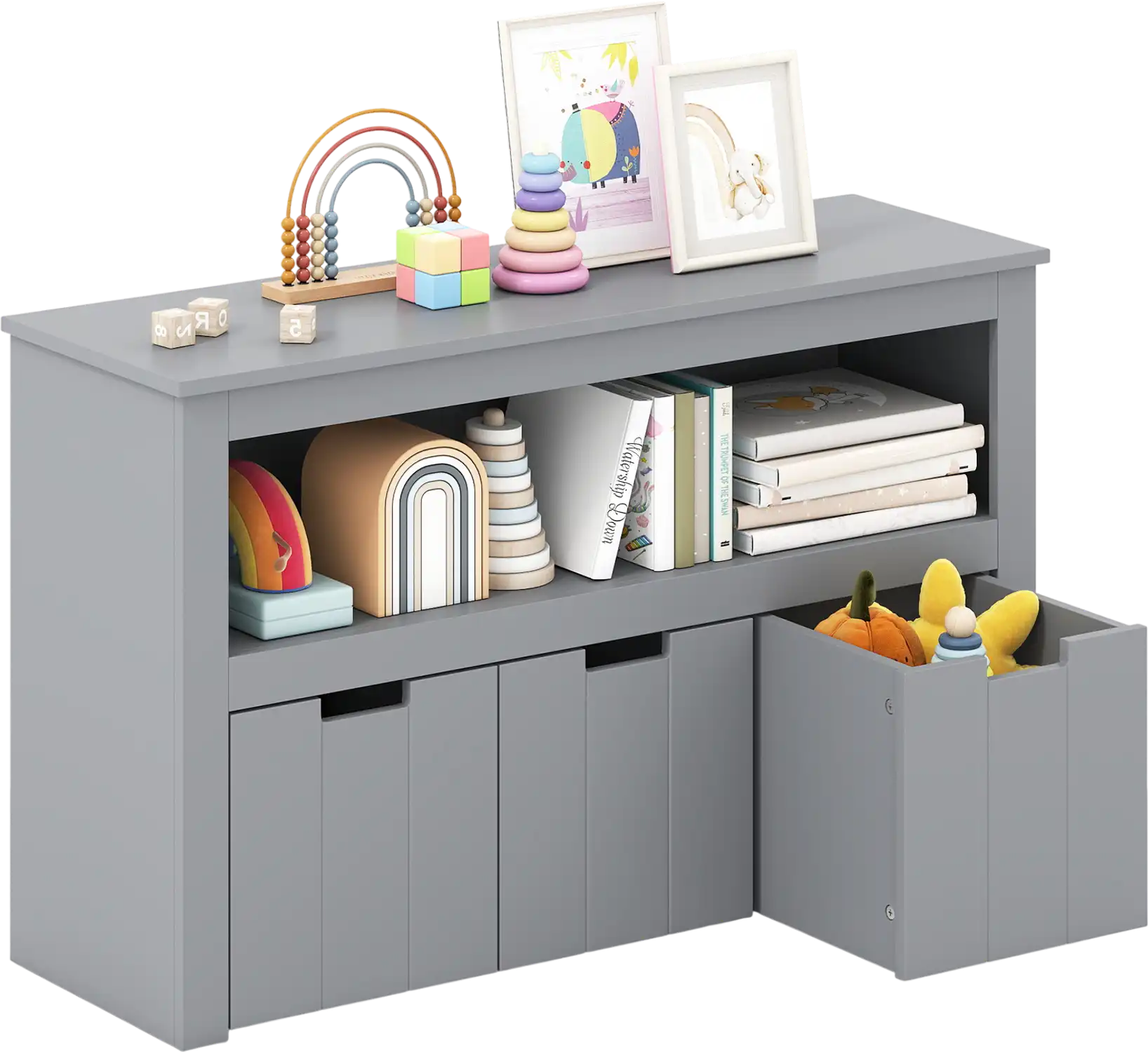 Costway Kids Toy Storage Cabinet Drawer Chest w/ Wheels Cube Shelf 59102673 New