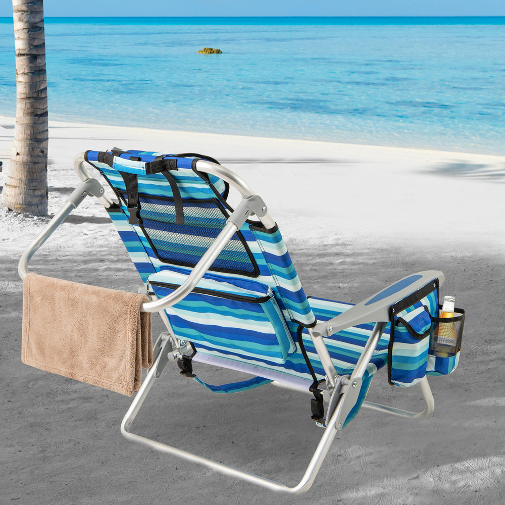 Set of 1 Folding Beach Chair for Adults with 4-Position Adjustable Backrest - Gallery View 1 of 9