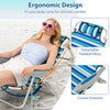 Folding beach chair with adjustable backrest, padded pillow, and curved armrests for ultimate comfort and easy.