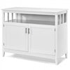White two-door cabinet with spacious storage, elegant curved design, perfect for bedrooms or living rooms.