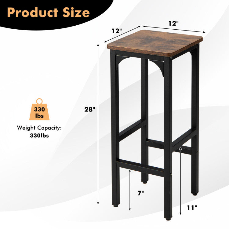 28-inch bar stool with a strong metal structure and dual-height footrests, perfect for industrial dining setups.