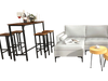 8-Piece Complete Industrial and Modern Living and Dining Room Set