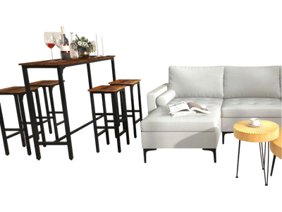 Costway 8-Piece Industrial Modern Living Dining Room Furniture Set 78258762 New
