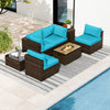 7 Pieces Outdoor Furniture Set with 32 Inch Fire Pit Table and Propane Tank Cover-Turquoise - Gallery View 1 of 11
