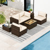 7 Pieces Outdoor Furniture Set with 32 Inch Fire Pit Table and Propane Tank Cover-White - Gallery View 1 of 11