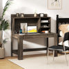Modern Computer Desk with Hutch and Storage Shelves-Oak - Gallery View 1 of 10