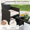 Single chair with removable white cushion, waterproof rattan, perfect for outdoor relaxation in patio furniture set.
