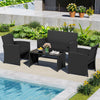 4 Pieces Patio Furniture Set with Tempered Glass Tabletop and Removable Cushion-Black - Gallery View 1 of 10