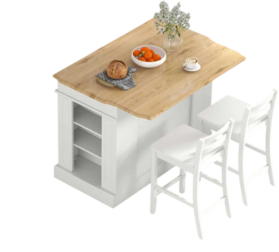 Costway 3-Piece Kitchen Island Bar Stools Storage Cart Set 23446435 New