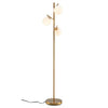Modern 3-globe floor lamp with a sleek gold finish, perfect for stylish bedroom lighting and ambiance.