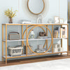 3-Tier Console Table with Faux Marble Top and Storage Shelves for Hallway Living Room-White - Gallery View 1 of 11