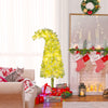 Whimsical 5 FT Christmas tree with bendable top, warm white LED lights, and snow flocking for festive holiday decor.