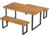 3 Pieces Patio Dining Table Set 63” Rectangle Table and 2 Backless Bench