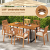 7-piece patio dining set featuring a 63” acacia wood table with a 1.97” umbrella hole and 6 armchairs for outdoor.