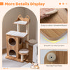 Wooden cat tree with 2-floor condo, washable cushions, and non-slip foot pads for multi-cat households.