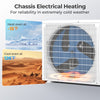 Close-up of the SEERXtreme Mini Split Heat Pump, showcasing chassis electrical heating for reliable performance at.