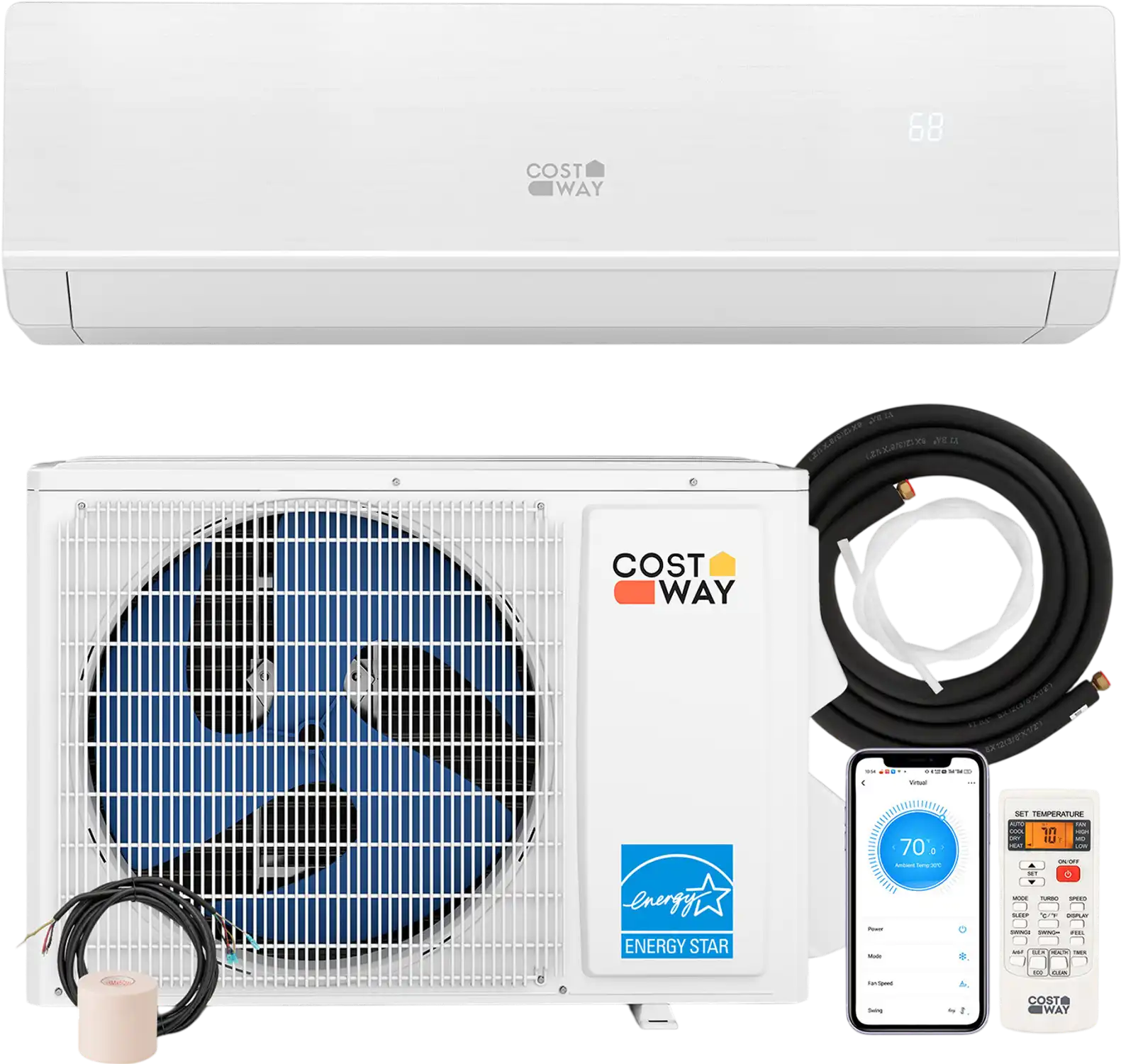 Costway 24000 BTU 25 SEER2 WiFi Mini Split Heat Pump 208-230V 50406199 New