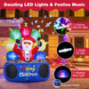 Inflatable DJ Santa with flashing RGB LED lights and rotating music light, perfect for festive outdoor celebrations.